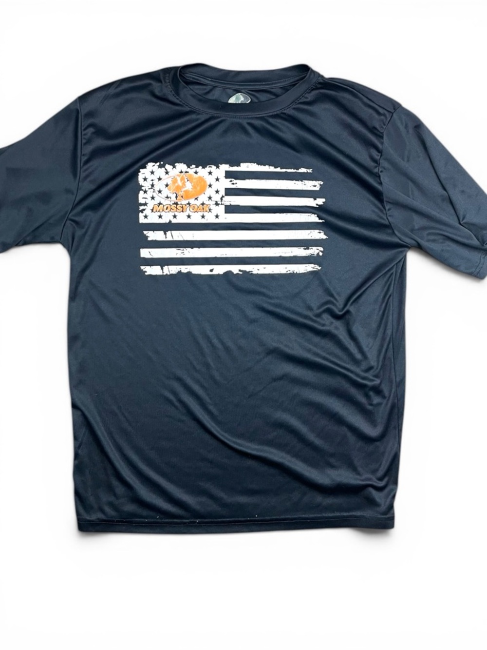 Mossy Oak Performance Shirt Mens Large Black Flag Graphic Flag Tee